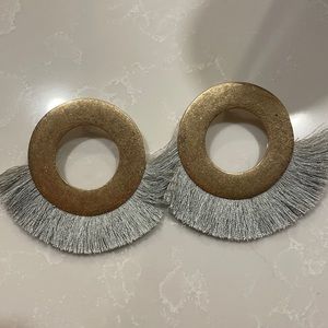 Fashion statement gold and grey earrings